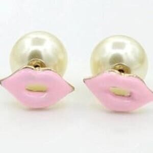 Double Sided Pink Lips Kiss Earrings